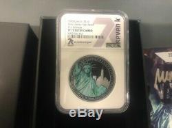 Miles Standish Colorized 2oz PF70 Silver Miss Liberty Coin Handsigned Ultra Rare