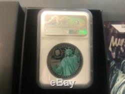 Miles Standish Colorized 2oz PF70 Silver Miss Liberty Coin Handsigned Ultra Rare