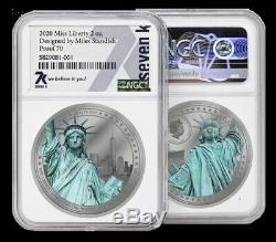 Miles Standish Designed 2oz PF-70 Silver Miss Liberty Coin Handsigned Ultra Rare