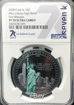 Miss Liberty 2020 1oz Silver Coin HighRelief PF 70 Private Miles Standish Design