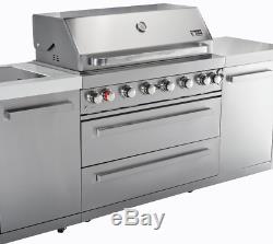 Mont Alpi 805 Island Grill Stainless Steel Island Cooking Station Freestanding