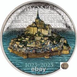 Mont Saint Michel 2 oz proof silver coin Cook Islands 2023