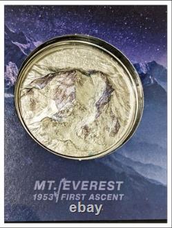 Mount Everest First Ascent 2 oz Proof Silver Coin 10$ Cook Islands 2023