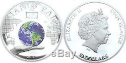 NANO EARTH World In Your Hand Silver Coin 10$ Cook Islands 2012