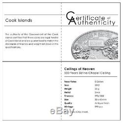 NANO SISTINE CHAPEL Ceilings Heaven Silver Coin $5 dollar Cook Islands 2012