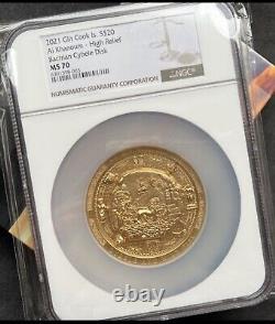 NGC MS70 BACTRIAN CYBELE DISK Gilded Archeology 3Oz Silver Coin Cook Island 2021