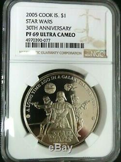 NGC PF69Ultra Cameo-Cook Islands 2005 Star Wars-30th Ann. $1 Almost Perfect PF