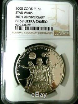 NGC PF69Ultra Cameo-Cook Islands 2005 Star Wars-30th Ann. $1 Almost Perfect PF