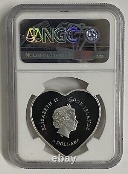 NGC PF70 2021 Cook Islands 5 dollars Valentine's Day Heart shaped silver coin
