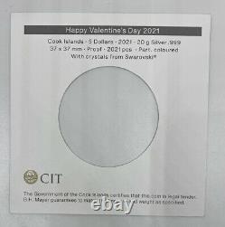 NGC PF70 Cook Islands 2021 Valentine's Day Heart-shaped Silver Coin 20g COA