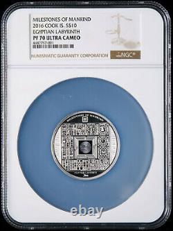 NGC PF70 Cook Islands Egyptian Labyrinth Milestones of Mankind Silver Coin 50g