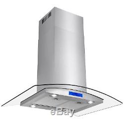 New 36 Island Stainless Steel Glass Range Hood Stove Vents Kitchen Cooking Fan