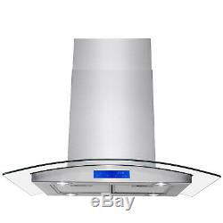 New 36 Island Stainless Steel Glass Range Hood Stove Vents Kitchen Cooking Fan