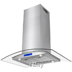 New 36 Island Stainless Steel Glass Range Hood Stove Vents Kitchen Cooking Fan