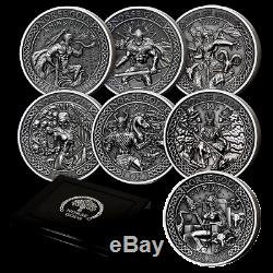Norse Gods Cook Islands 9 coin set. 999 silver 2oz each