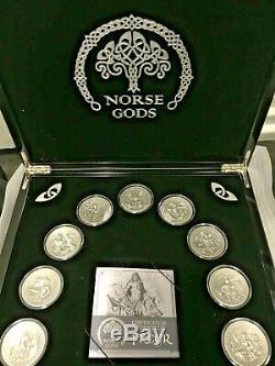Norse Gods Set COMPLETE! With box, 2oz Silver, 10$ Cook Islands 2015