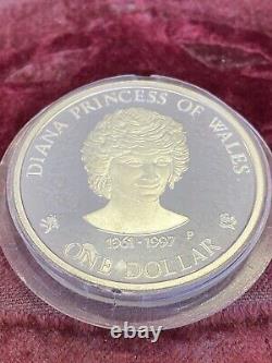 One Dollar Diana Princess Wales 1997 Cook Islands Elizabeth II Silver Proof 1 Oz