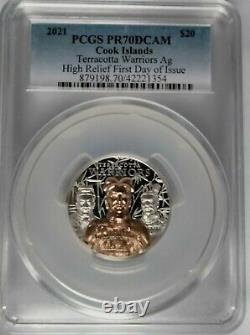 PCGS 2021 PR70 Cook Islands $20 Terracotta Warriors 3oz Ultra HR Silver Coin FDI