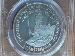PCGS PR67CAM Silver Cook Island Coronation $2. Suttle Blue Tone on Obv & Rev