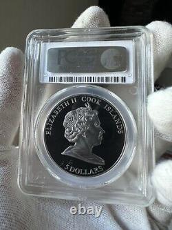 PCGS PR69 Cook Islands 5 $ Brenham Pallasite Meteorites Space silver coin 2007