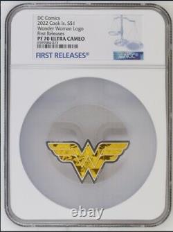 PF70 FR Ultra Cameo NGC 2022 Cook Islands DC Comics Wonder Woman Proof Silver