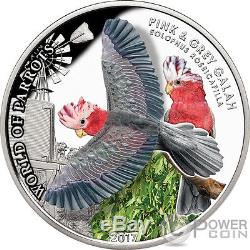 PINK AND GREY GALAH 3D World Of Parrots Silver Coin 5$ Cook Islands 2017