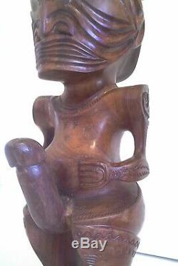 Polynesian COOK ISLANDS (2) Carved Maori Figures TANGAROA Gods 16 Circa 70's