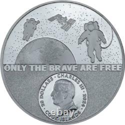 REAL HEROES ASTRONAUT 2024 $20 3 oz Silver Black Proof Coin Cook Islands CIT