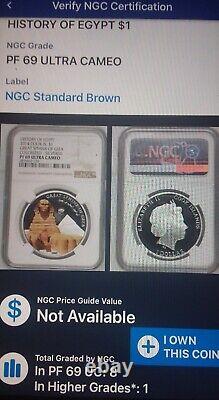 Rare 2014 Cook Islands $1 Silvered Colorized Great Sphinx Giza Ngc Pf69 U Cameo