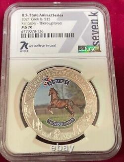 Rare Cook Islands 2021 State Animal Series Kentucky Ngc Ms70 7k Metals Label