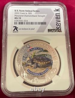 Rare Cook Islands 2022 State Animal Series Maryland Ngc Ms70 7k Metals Label