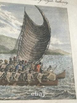 Rare Original 1788 Captain Cook Death Engraving Hawaii King Hand COLORED Antique