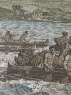 Rare Original 1788 Captain Cook Death Engraving Hawaii King Hand COLORED Antique Rare Original 1788 Captain Cook Death Engraving Hawaii King Hand COLORED Antique