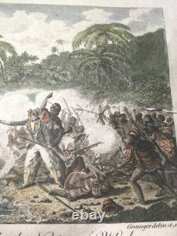 Rare Original 1788 Captain Cook Death Engraving Hawaii King Hand COLORED Antique