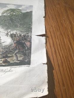 Rare Original 1788 Captain Cook Death Engraving Hawaii King Hand COLORED Antique