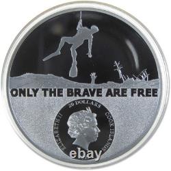 Real Heroes Coast Guard 3 oz Silver Black Proof $20 2023 Cook Islands
