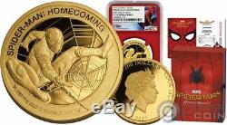 SPIDERMAN Homecoming Marvel Stan Lee 1 Oz Gold Coin 200$ Cook Islands 2017