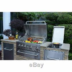 SS304 Stack Stone BBQ Grill Island 78,000 total BTUs 765 sq. In. Cooking area
