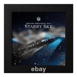 STARRY SKY Holiday Ornament 1 Oz Silver Coin $5 Cook Islands 2024