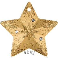 STARRY SKY Holiday Ornament Gilded 1 Oz Silver Coin $5 Cook Islands 2024