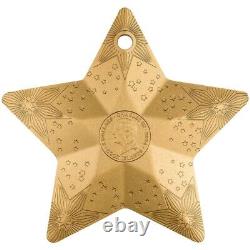 STARRY SKY Holiday Ornament Gilded 1 Oz Silver Coin $5 Cook Islands 2024