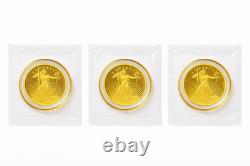Set of 3 2025 Cook Islands St. Gaudens $5 Gold $5 Coins. 9999 24K