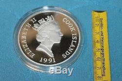 Silber Münze Cook Islands 155,5 Gramm 5 Unzen Feinsilber Wildlife 1991 PP in Box