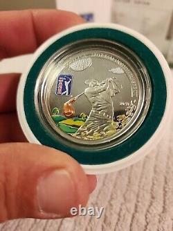 Silver Coin 2013 Cook Islands $5 20g PGA Tour with 3D Golf Club insert 1 of 2500