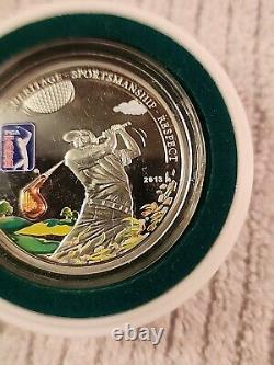 Silver Coin 2013 Cook Islands $5 20g PGA Tour with 3D Golf Club insert 1 of 2500