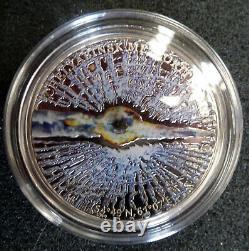 Silver Proof Coin Cook Islands 2013 Chelyabinsk Meteorite Insert Russia COA