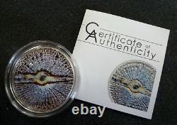 Silver Proof Coin Cook Islands 2013 Chelyabinsk Meteorite Insert Russia COA