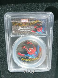 Spiderman 1oz Silver LE Black Proof PCGS PF69DCAM 2017 First day issue Marvel