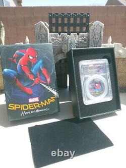 Spiderman 1oz Silver LE Black Proof PCGS PF69DCAM 2017 First day of issue Marvel