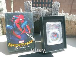 Spiderman 1oz Silver LE Black Proof PCGS PF69DCAM 2017 First day of issue Marvel